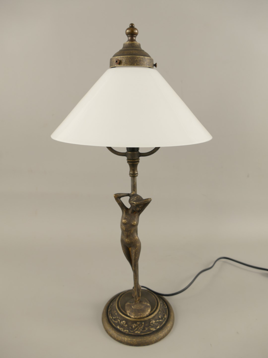 Lampe Messing brün. Schirm(151.100W25) H.49cm