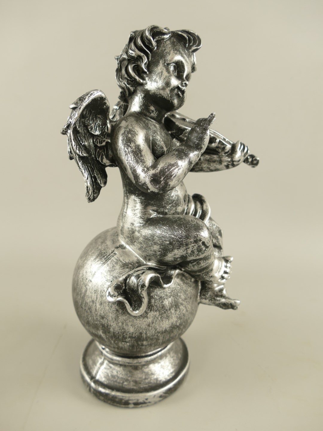 Engel Polystein Silber farbig H.30cm