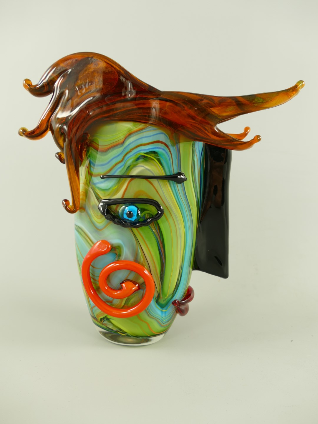 Glas Vase Gesicht farbe H.32x28cm