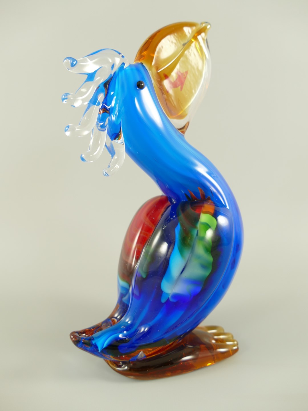 Glasfigur Pelikan farbe H.26cm