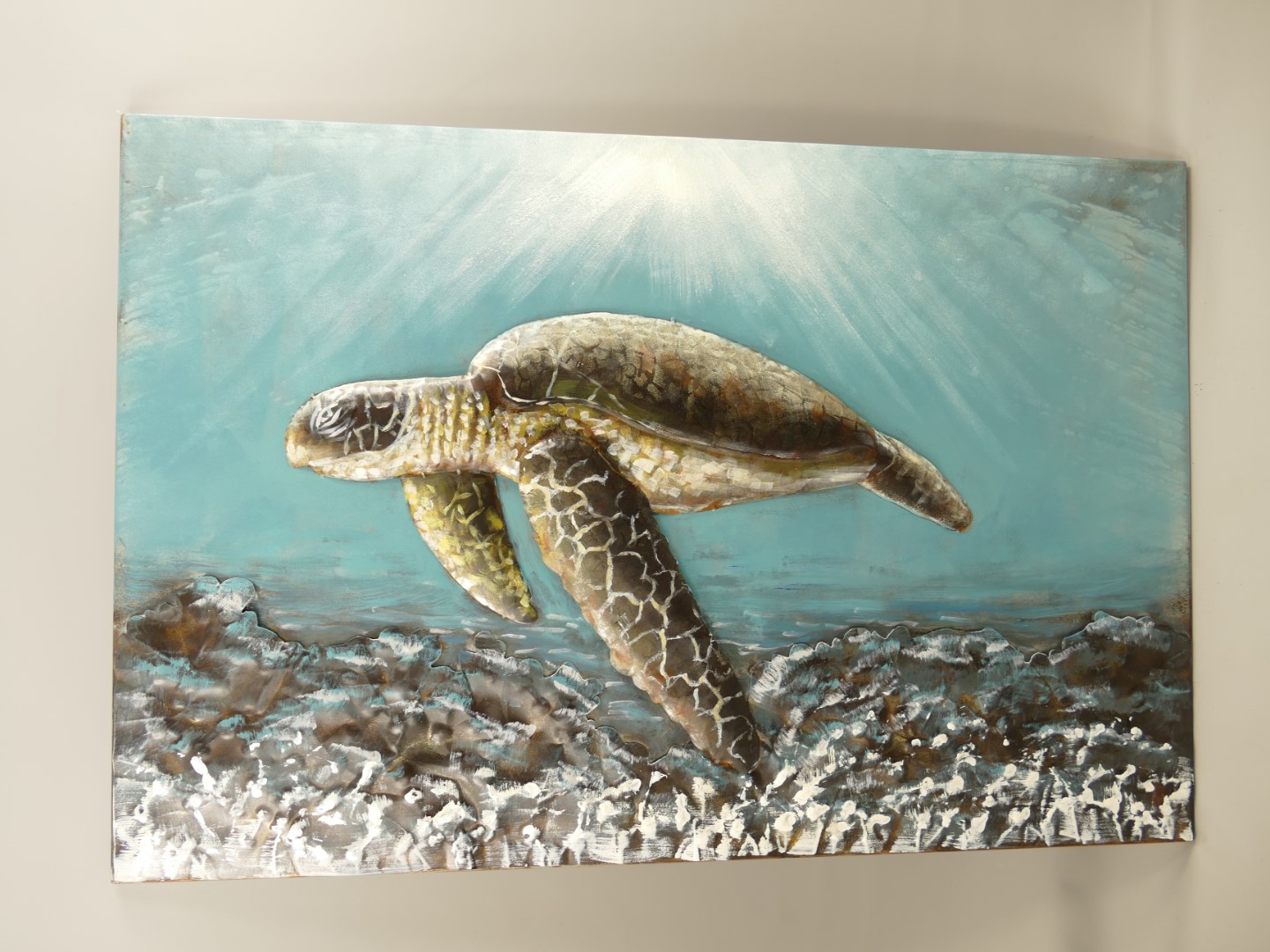 (*) Metallbild (3D) Eisen Schildkröte L.120x80cm