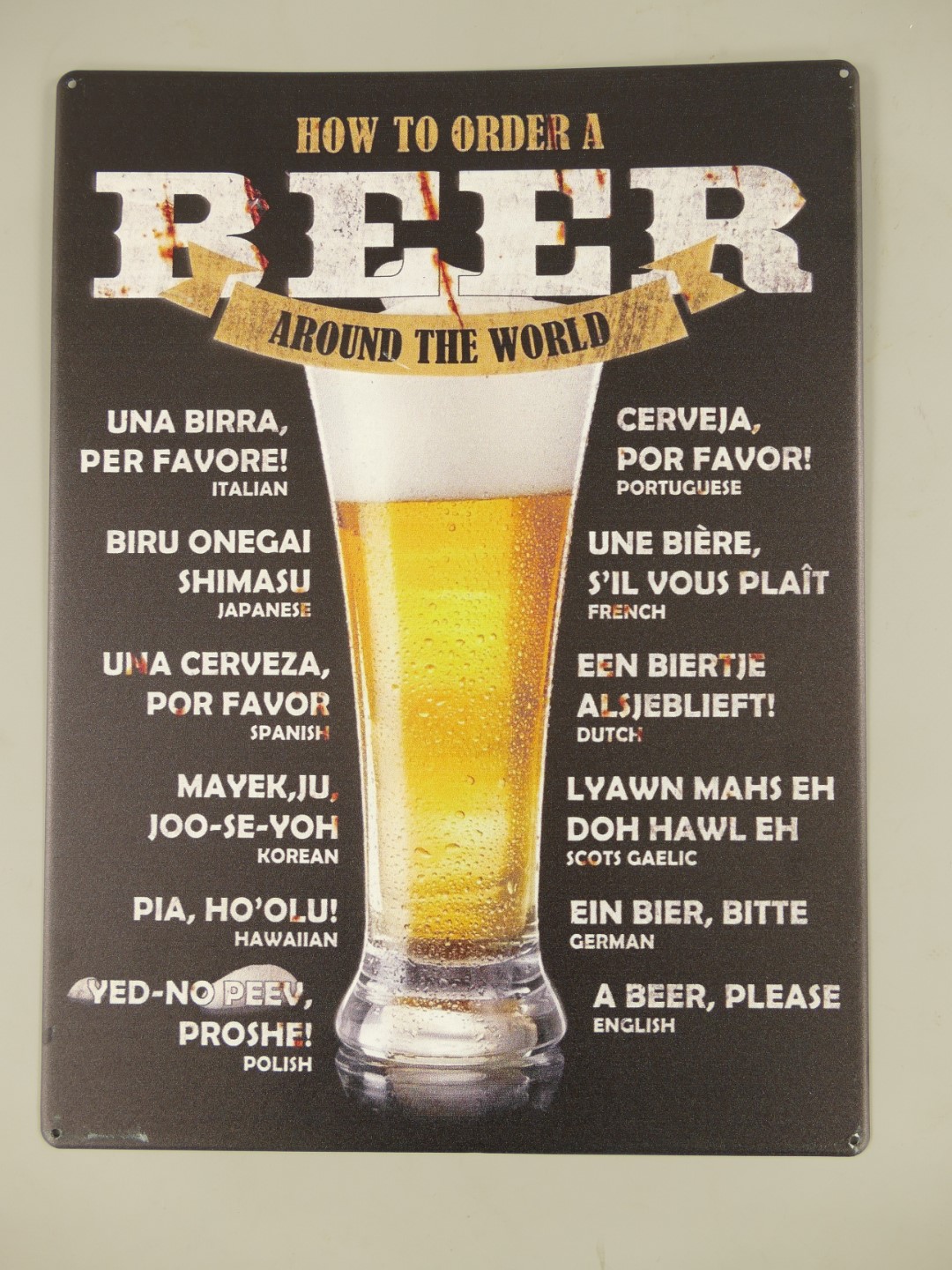 *ANG. Wandschild(Gestanzt) Beer World H.40x30cm *ANG. Wandschild(Gestanzt) Beer World H.40x30cm