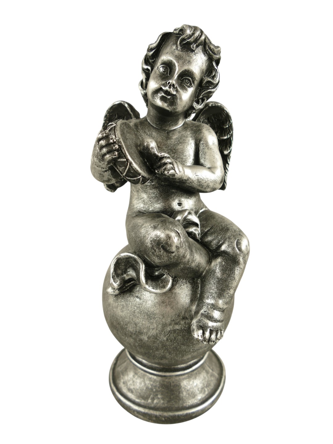 *ANG./OKT. Engel Polystein Silber farbig H.30cm *ANG./OKT. Engel Polystein Silber farbig H.30cm