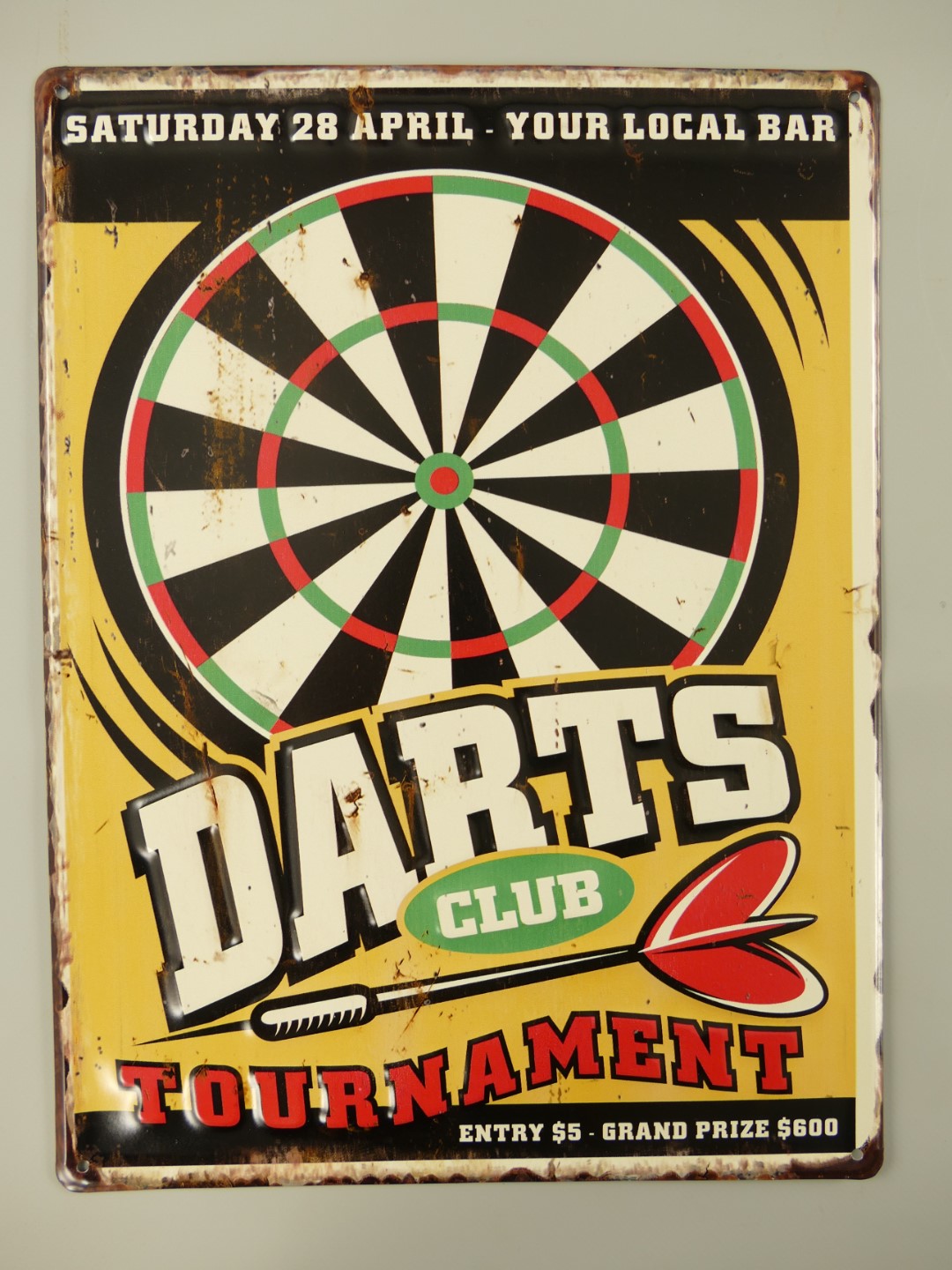 Wandschild(Gestanzt) Darts Club H.40x30cm