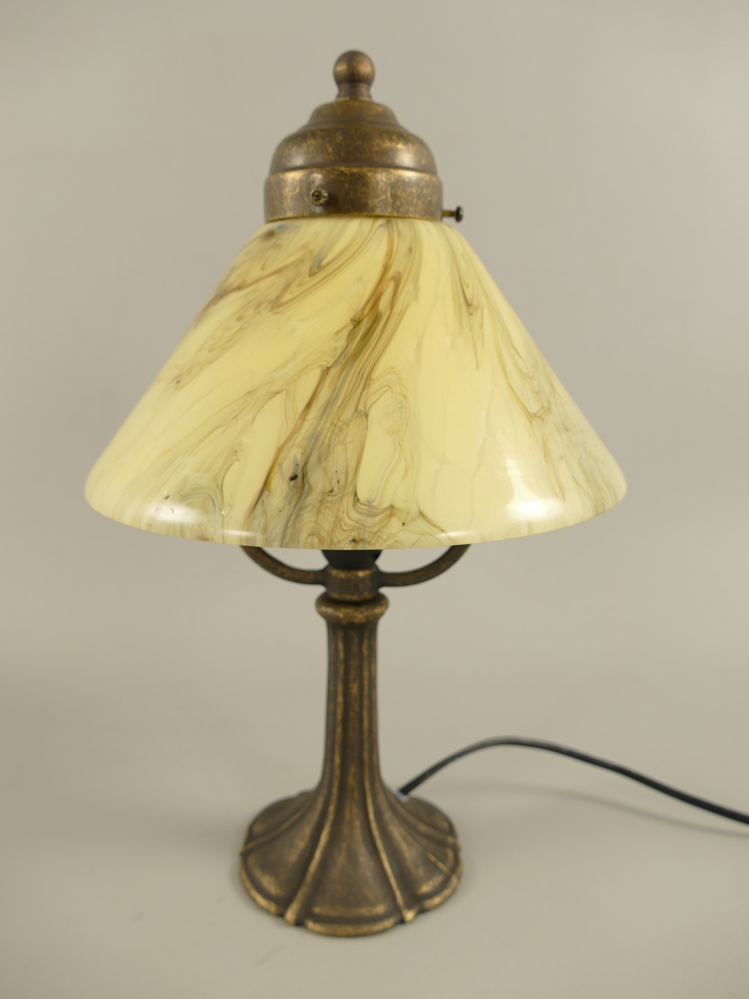 Lampe Messing brün. Schirm(215.100GM) H.32cm