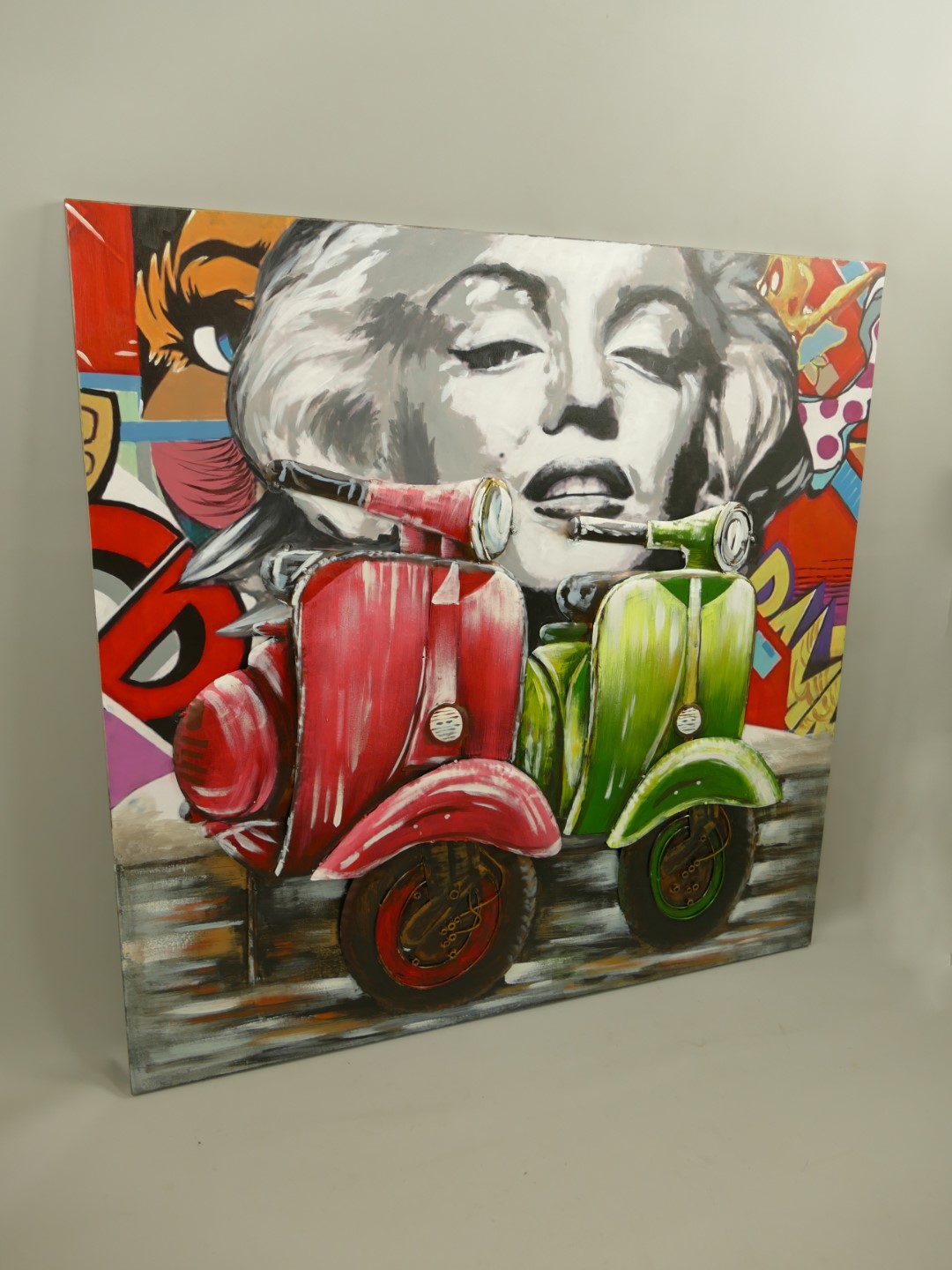 (*) Metallbild (3D) Eisen Scooter H.100x100cm
