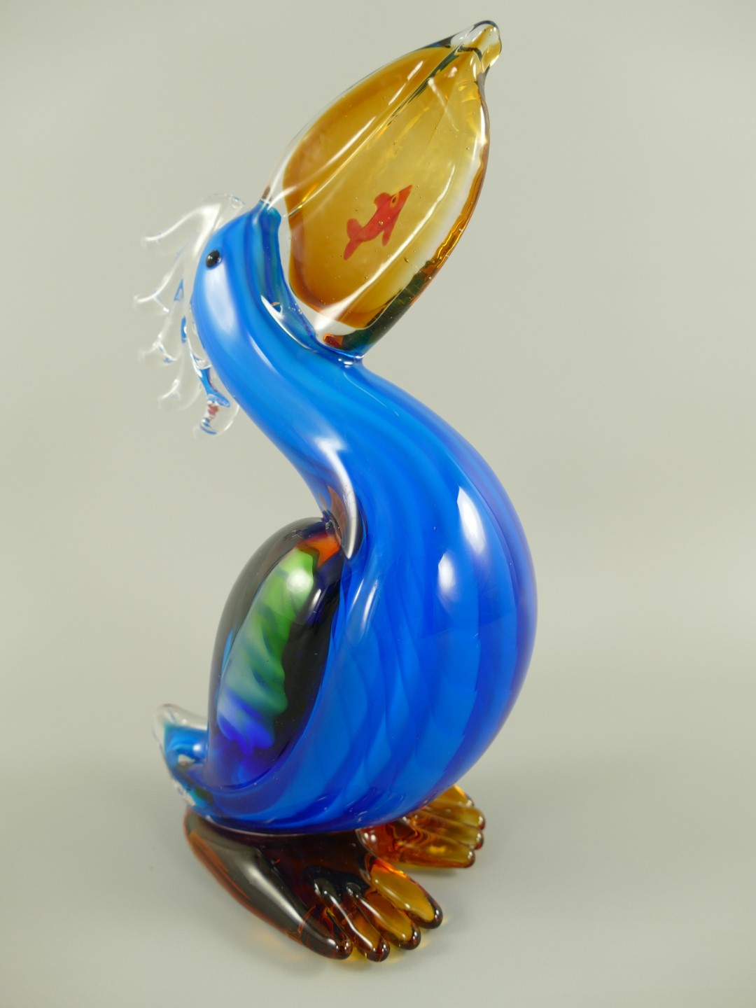 Glasfigur Pelikan farbe H.26cm