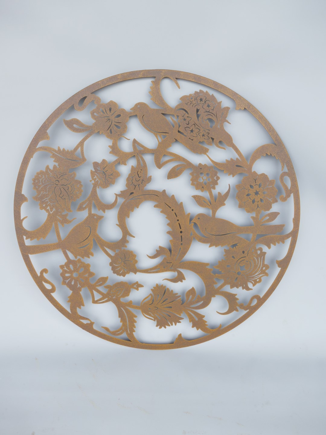 (*)Wand Vögel/Blumen Ornament rust. Eisen D.80cm (*)Wand Vögel/Blumen Ornament rust. Eisen D.80cm