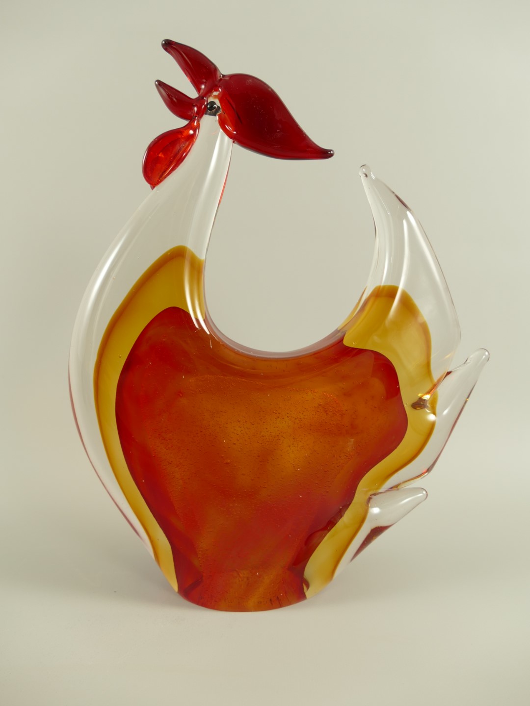 *ANG. Glasfigur Hahn farbe H.31x24cm