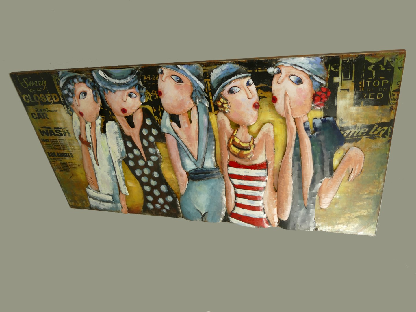 (*)Metallbild (3D) Eisen moderne Frauen L.140cm