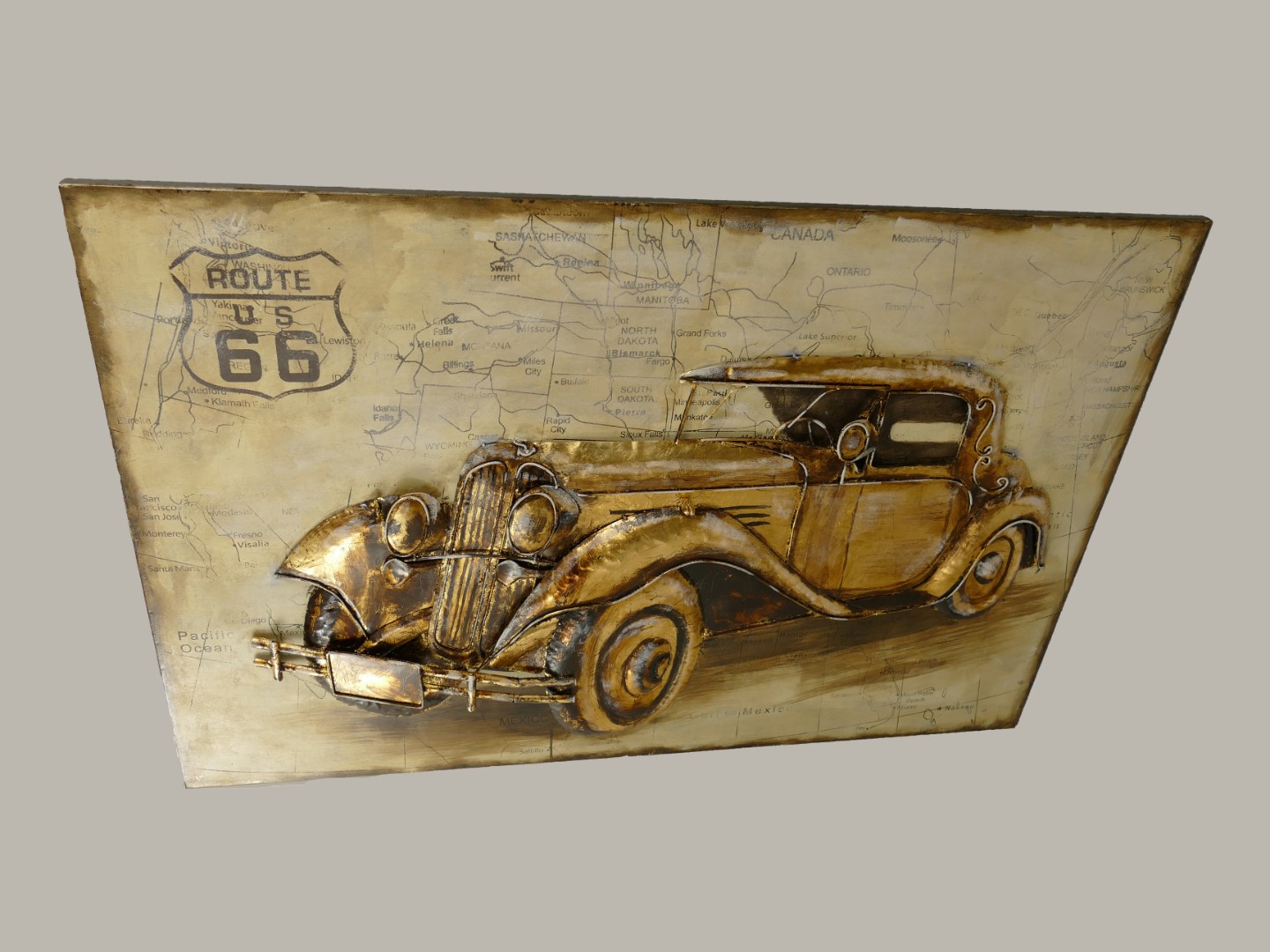 (*)Metallbild (3D) Eisen Auto L.120x80cm