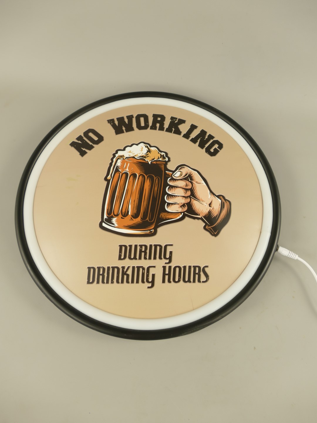 Wandschild(Gestanzt) mit Led Drinking Hours D.38cm