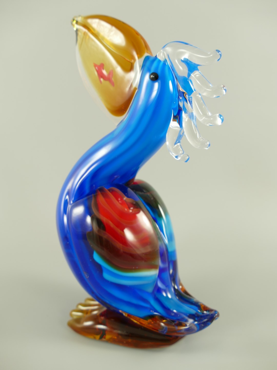 Glasfigur Pelikan farbe H.26cm