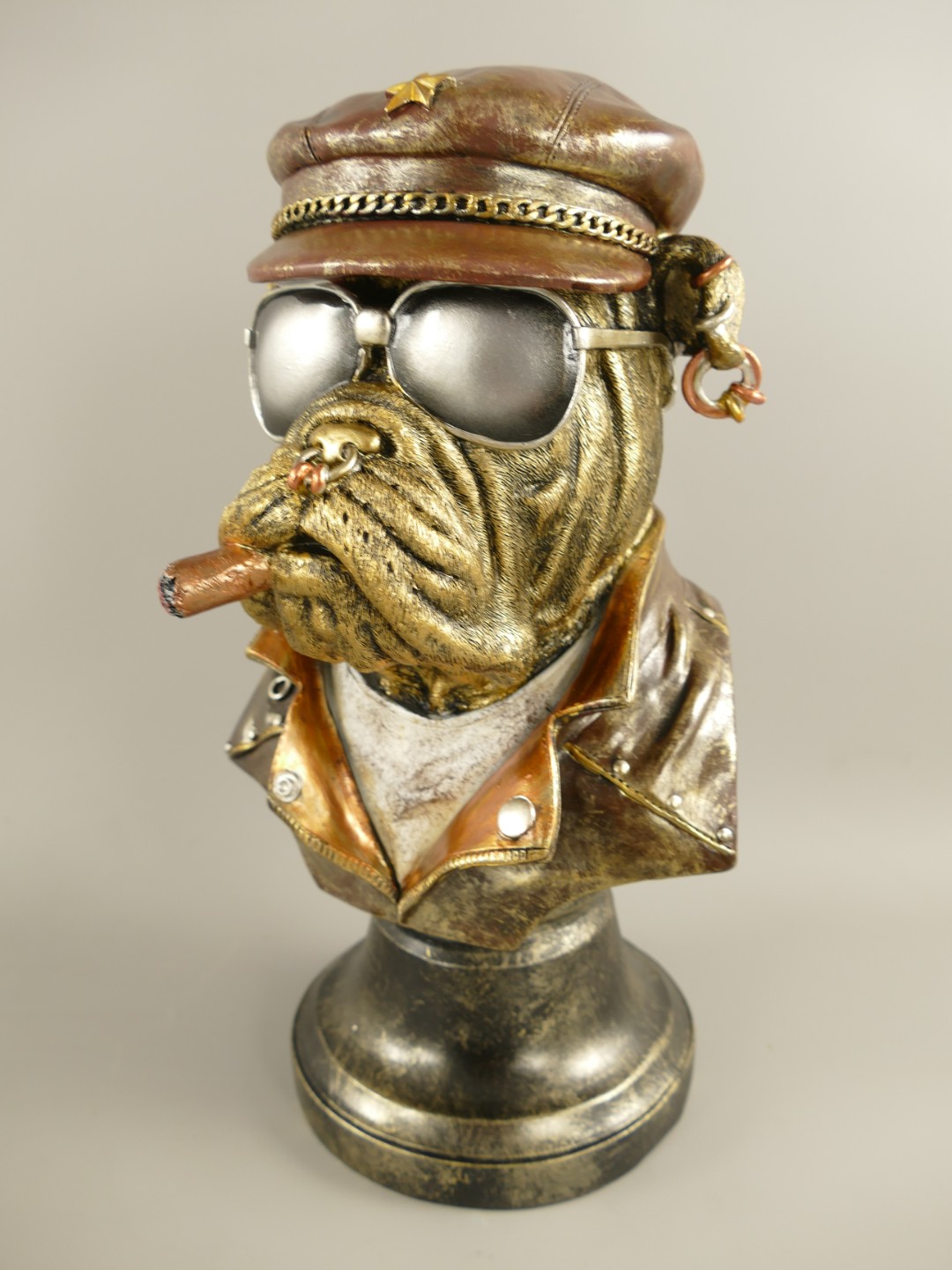 Figur Polystein Steampunk Hund farbig H.34x20cm