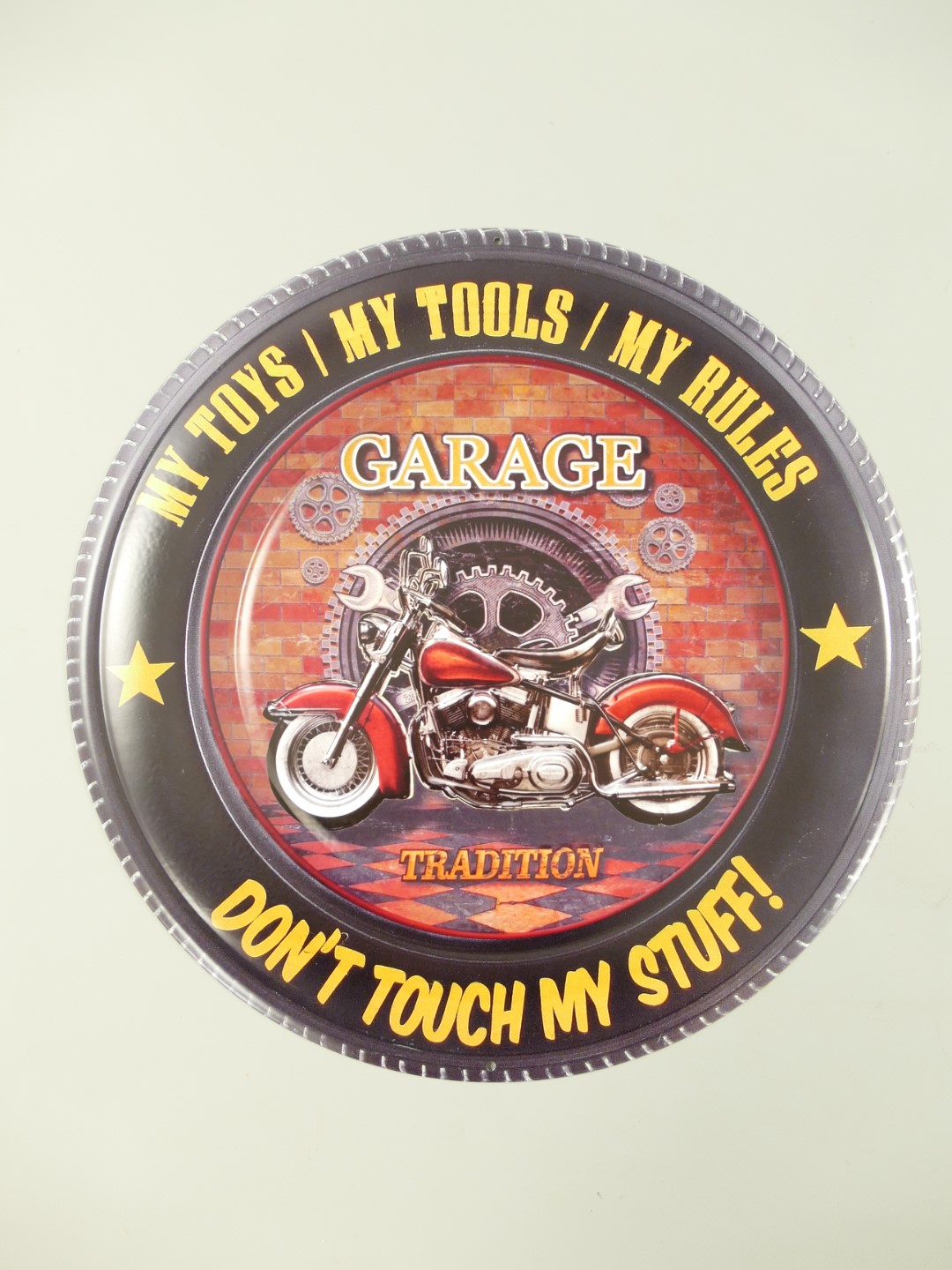 Wandschild Eisen Rund Garage Tradition D.40cm