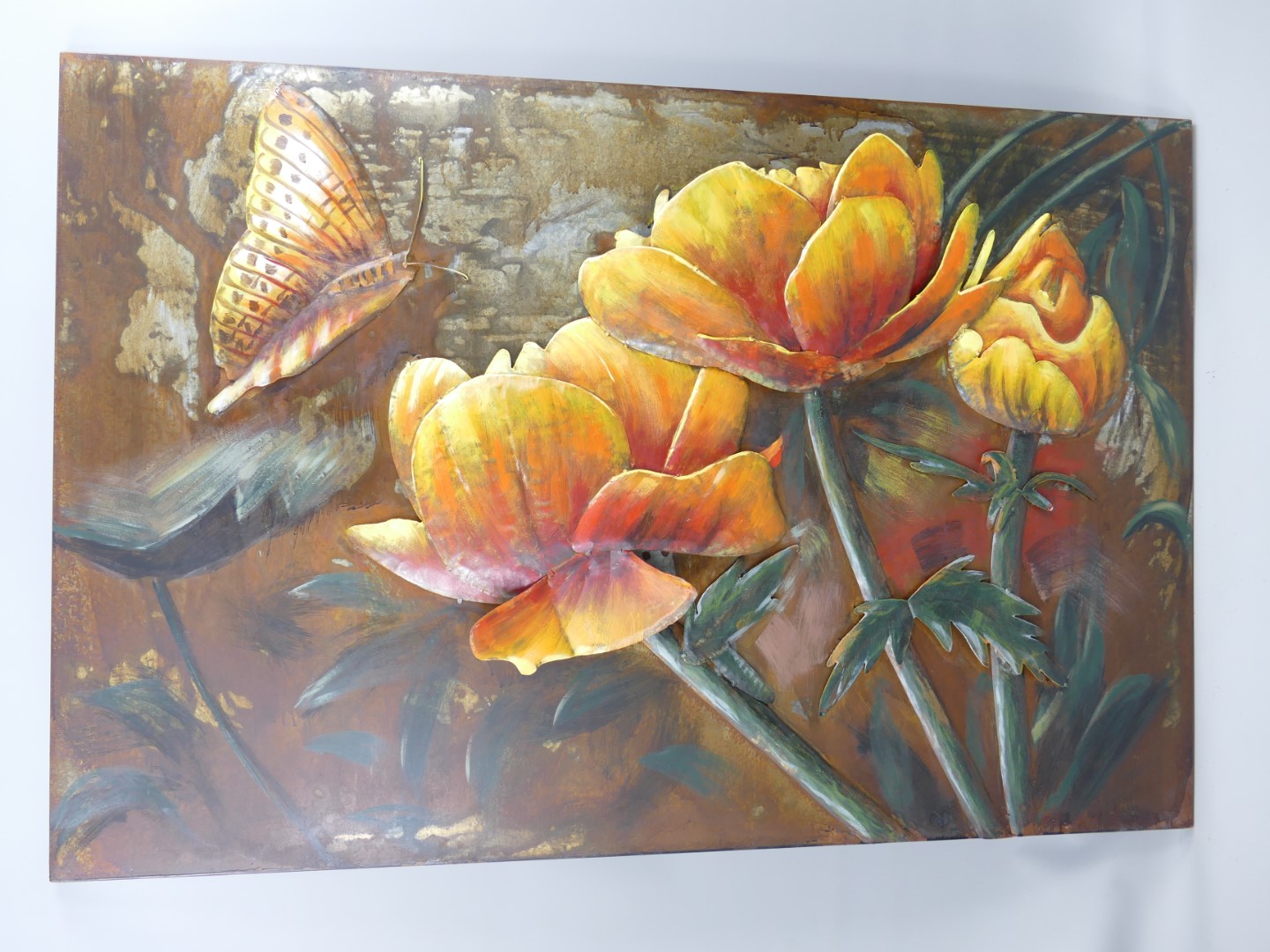 (*) Metallbild (3D) Eisen Blumen L.120x80cm