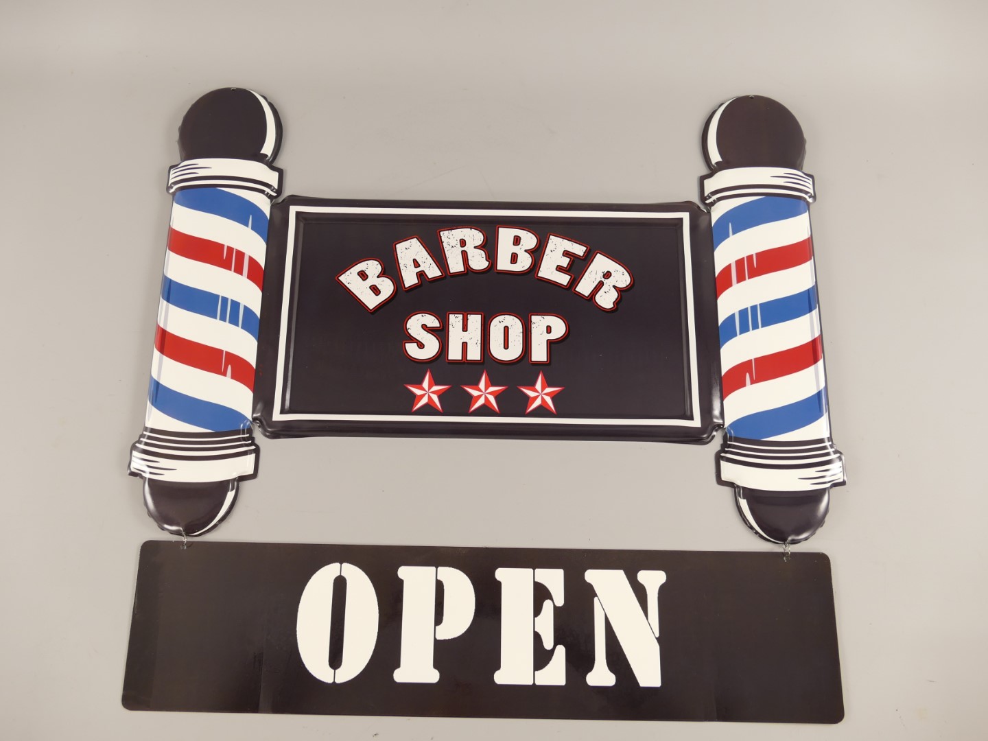 *ANG. Wandschild(Gest.)Eisen Barber Shop H.65x69cm