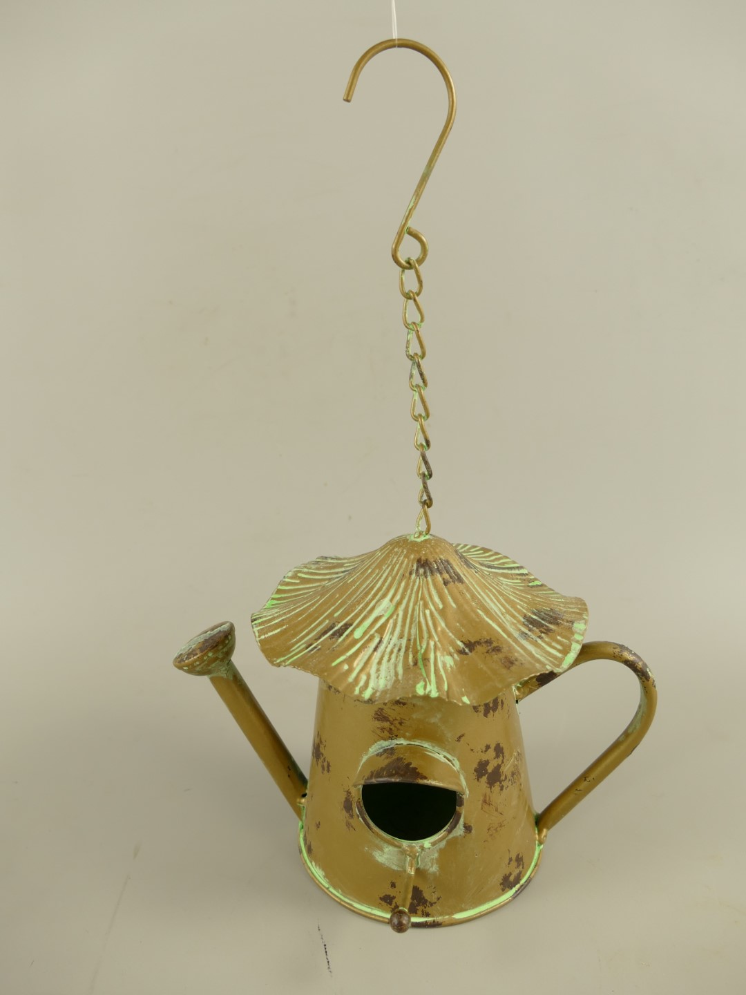 345051GFa Vogelhaus Grün farbig H.34cm