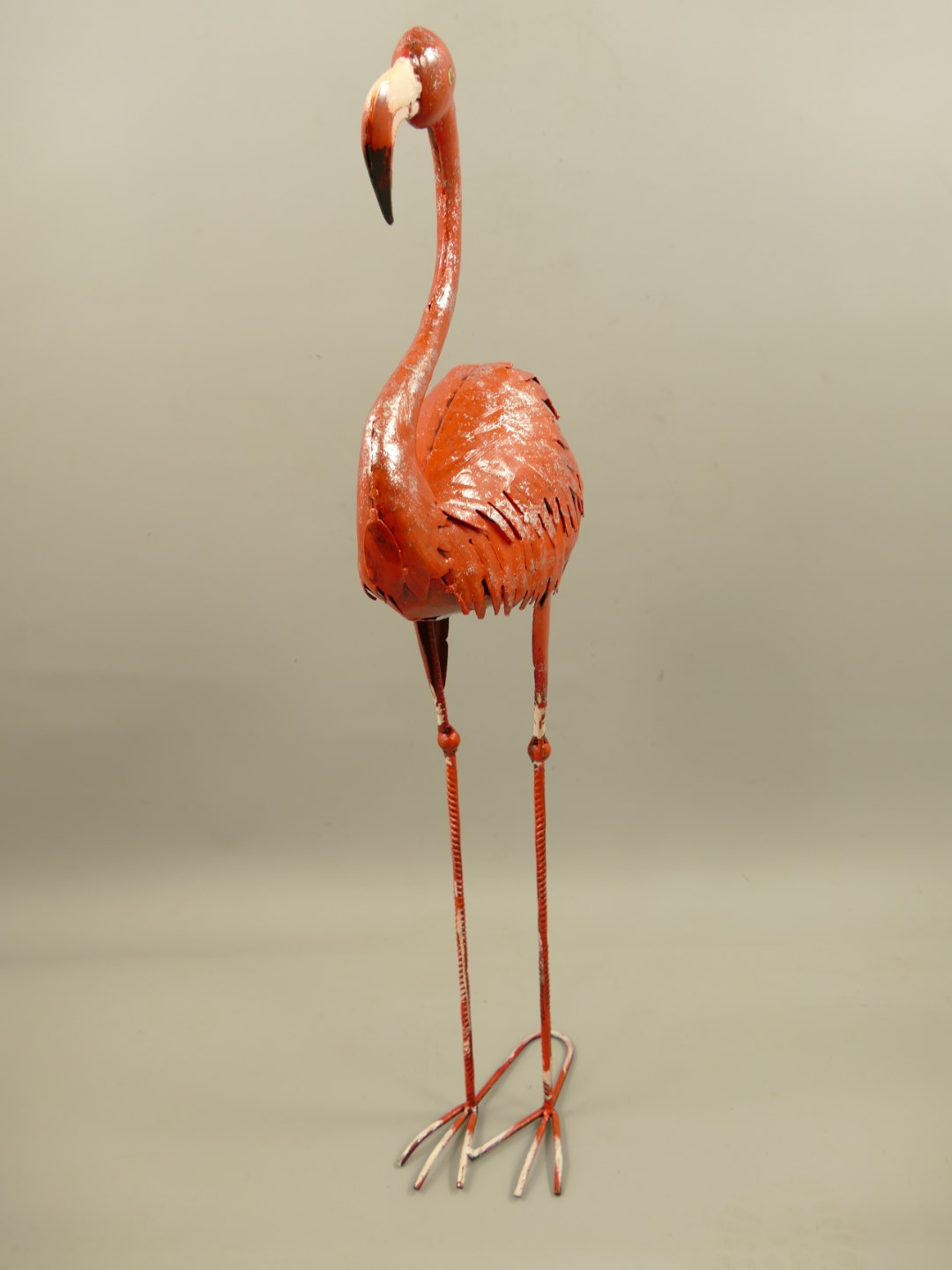 Flamingo Eisen Rose farbig H.84cm