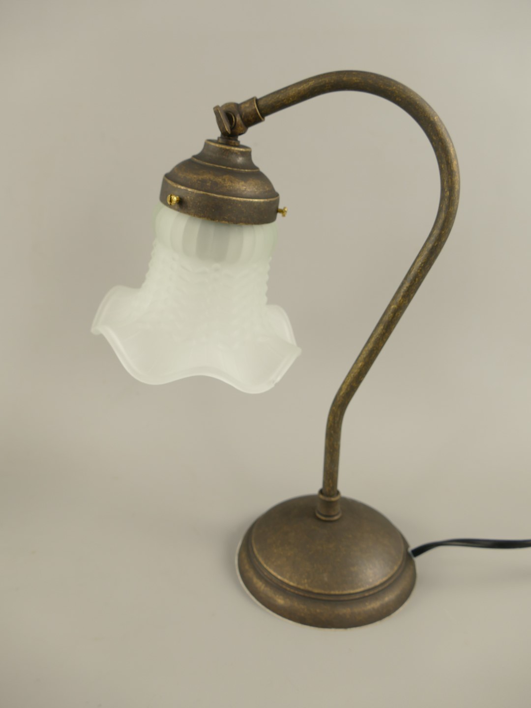 Lampe Messing brün. Schirm(176.020) GH.6-H.30cm