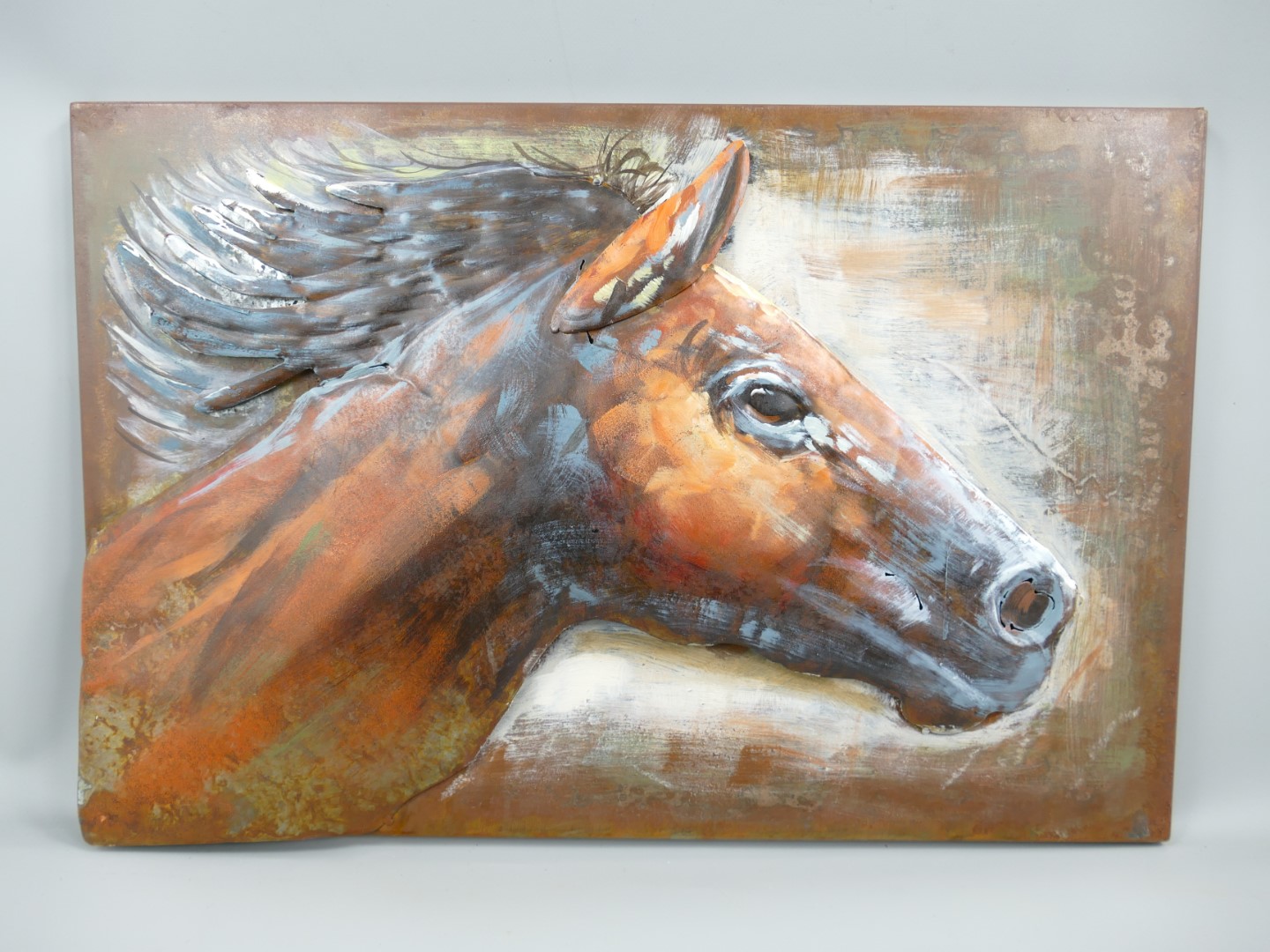 (*) Metallbild (3D) Eisen Pferd L.60x40cm