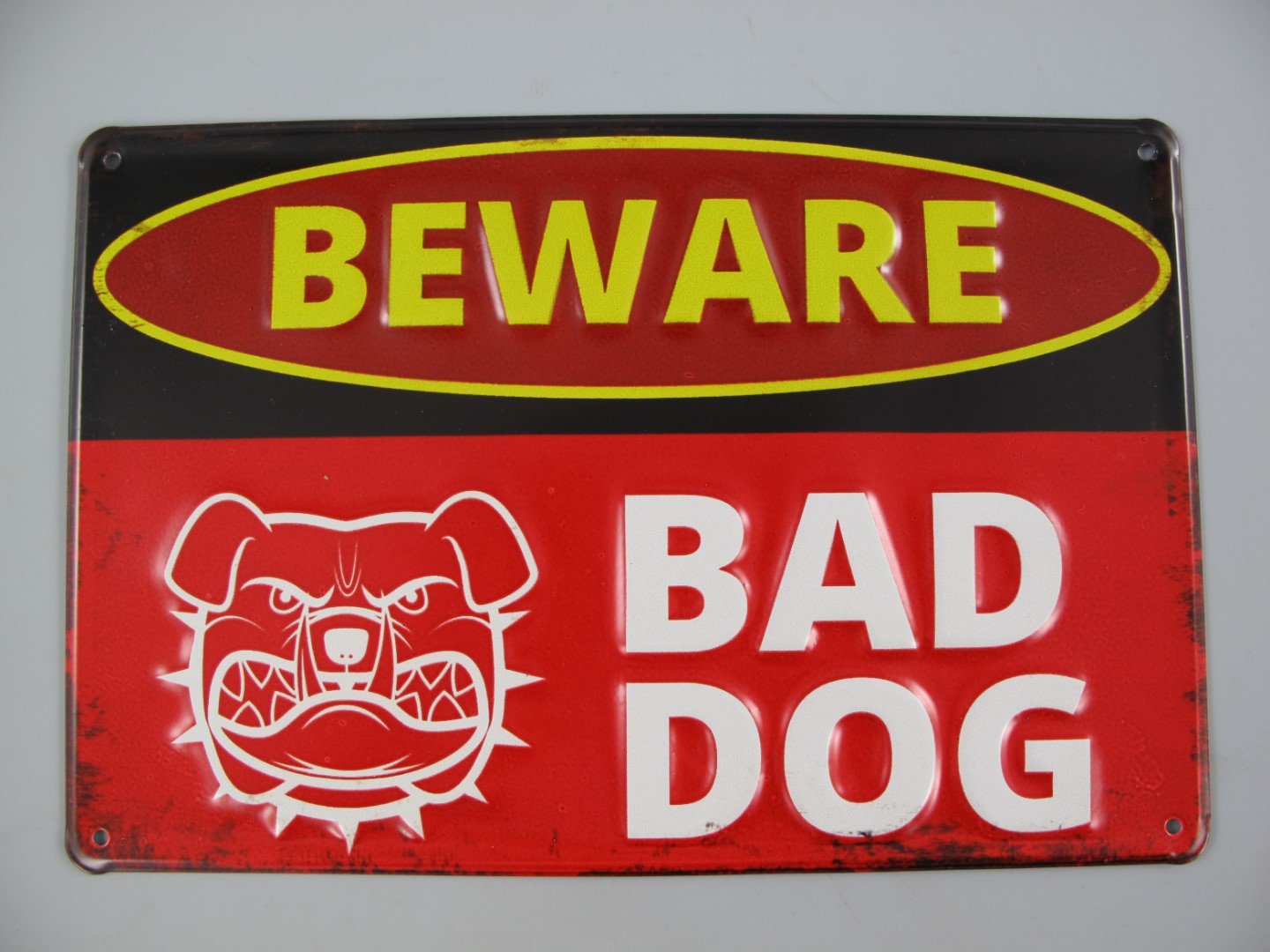 Wandschild(Gestanzt) Eisen Beware Bad Dog L.30cm