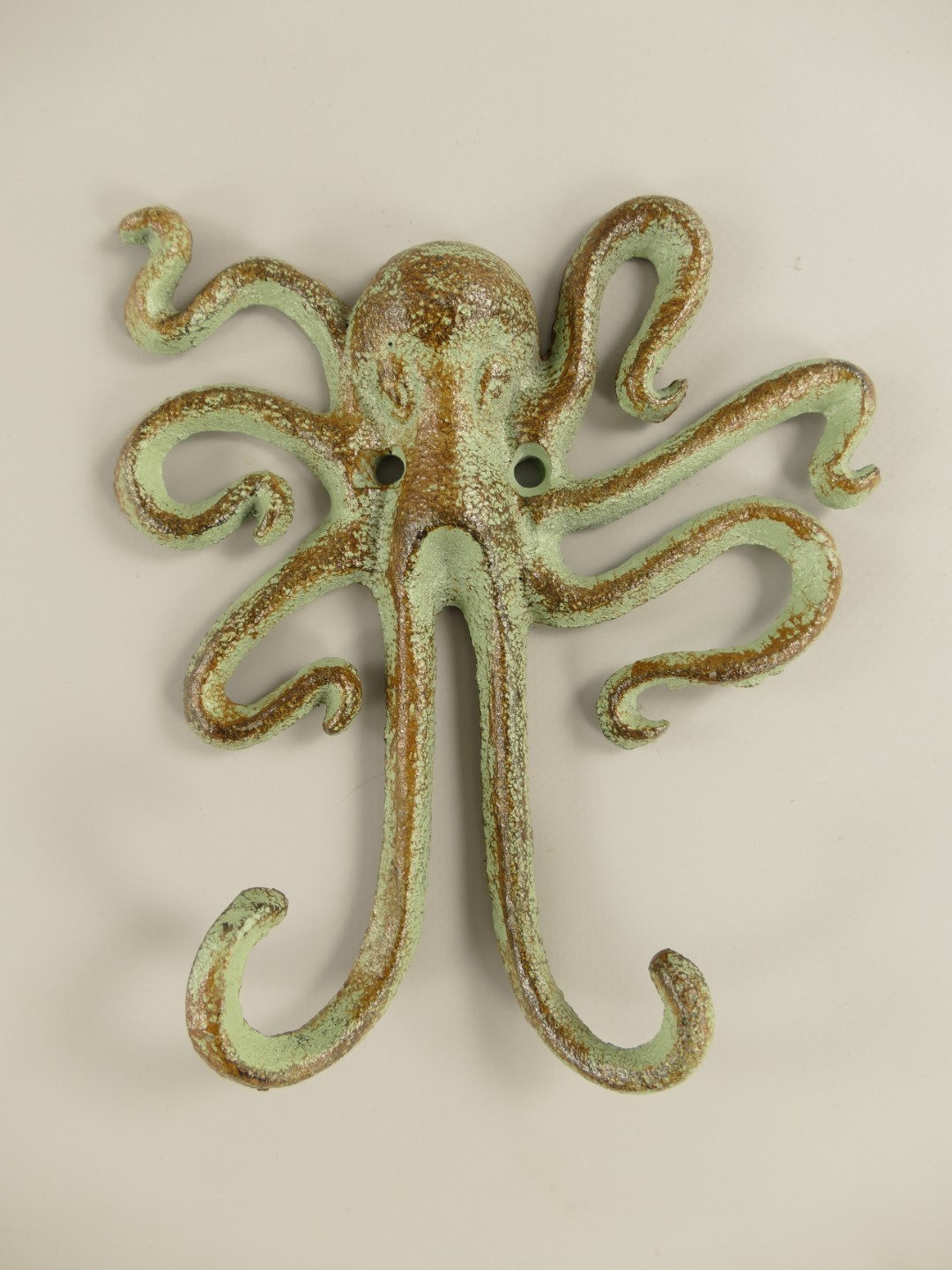 Wandhaken Oktopus Gußeisen farbig H.15cm