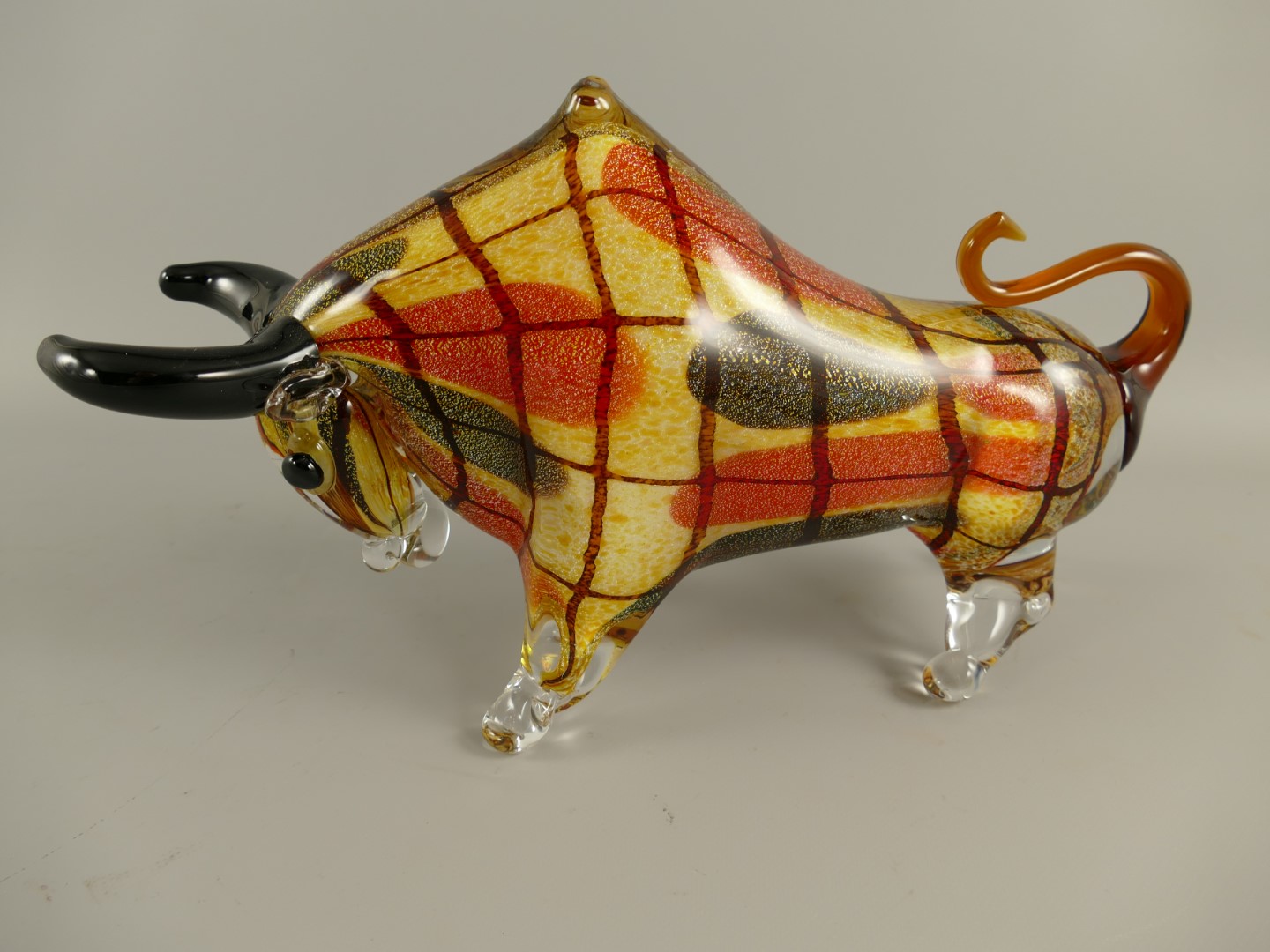 Glasfigur Bülle farbe L.40x23cm