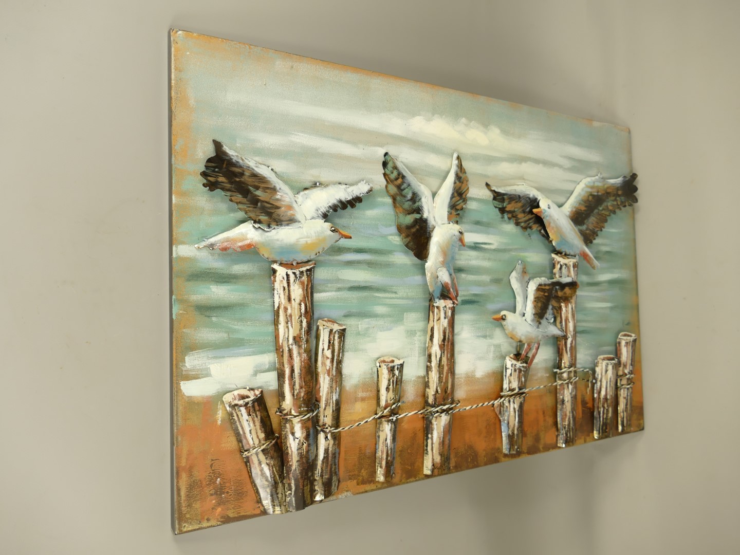 (*) Metallbild (3D) Eisen Möwen L.90x60cm
