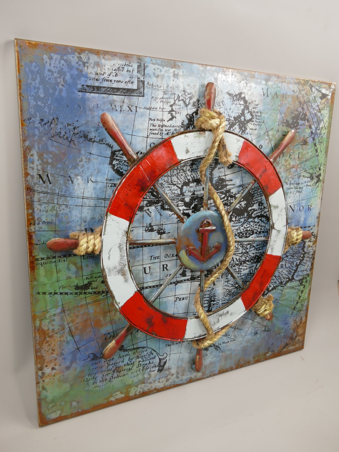 (*)Metallbild (3D) Eisen Steuerrad L.80x80cm