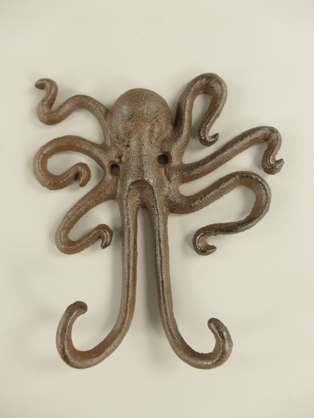 Wandhaken Oktopus Gußeisen rustikal braun H.15cm