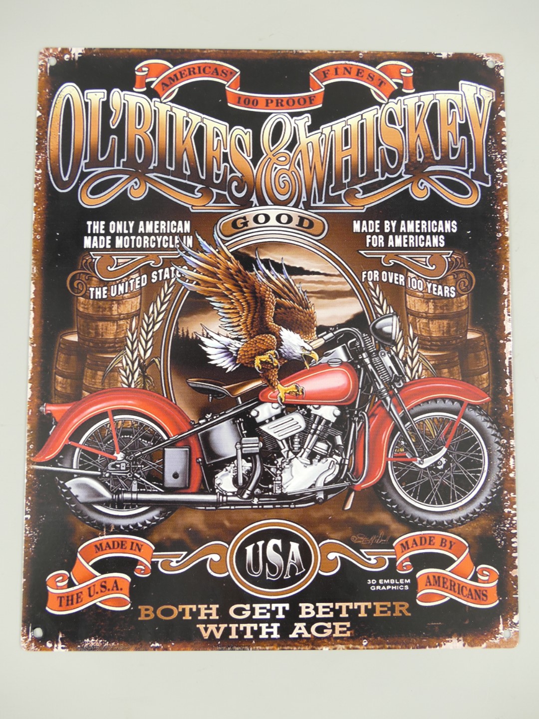 Wandschild Eisen Ol Bikers &amp; Whiskey H.25x20cm