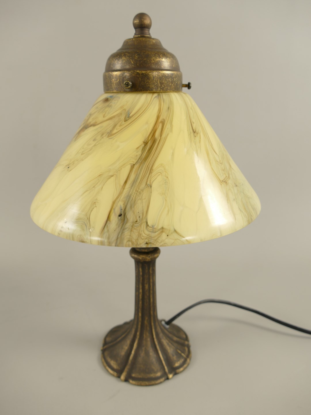 Lampe Messing brün. Schirm(215.100GM) H.32cm