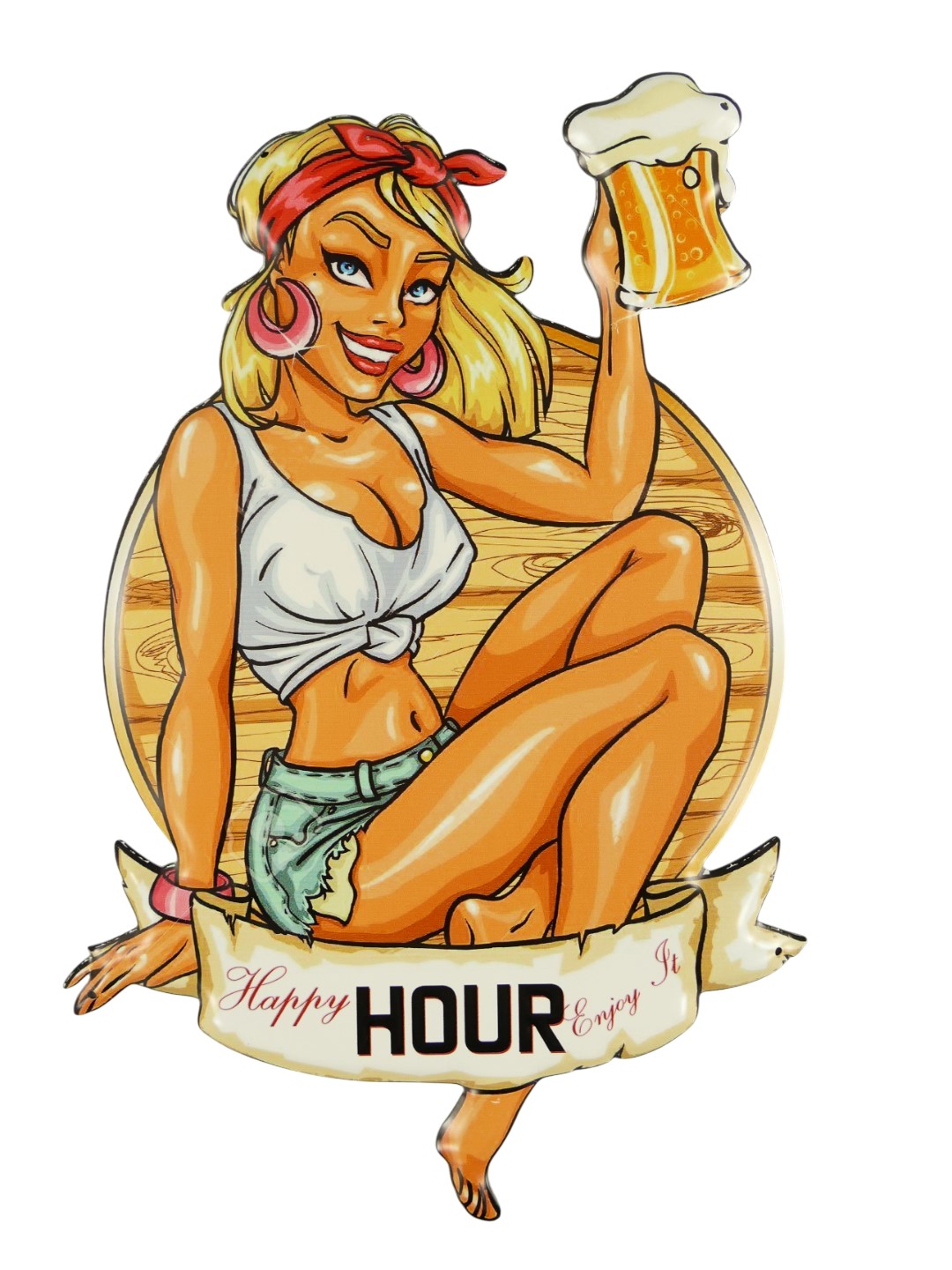 *ANG./JUNI Wandschild(Gestanz) Happy Hour H.49cm
