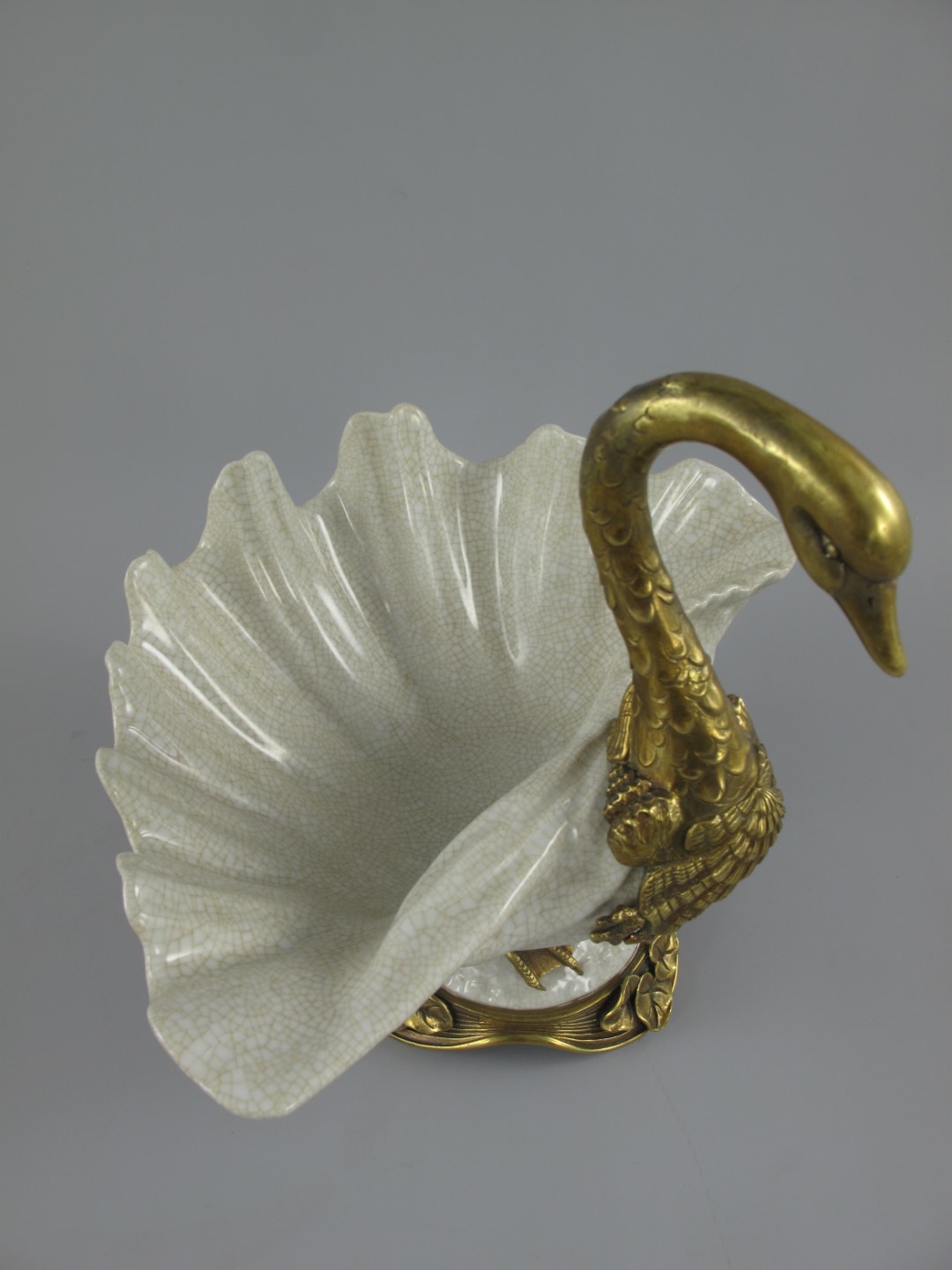 Porzellan/Messing SCHWAN!! Schale H.25x26cm