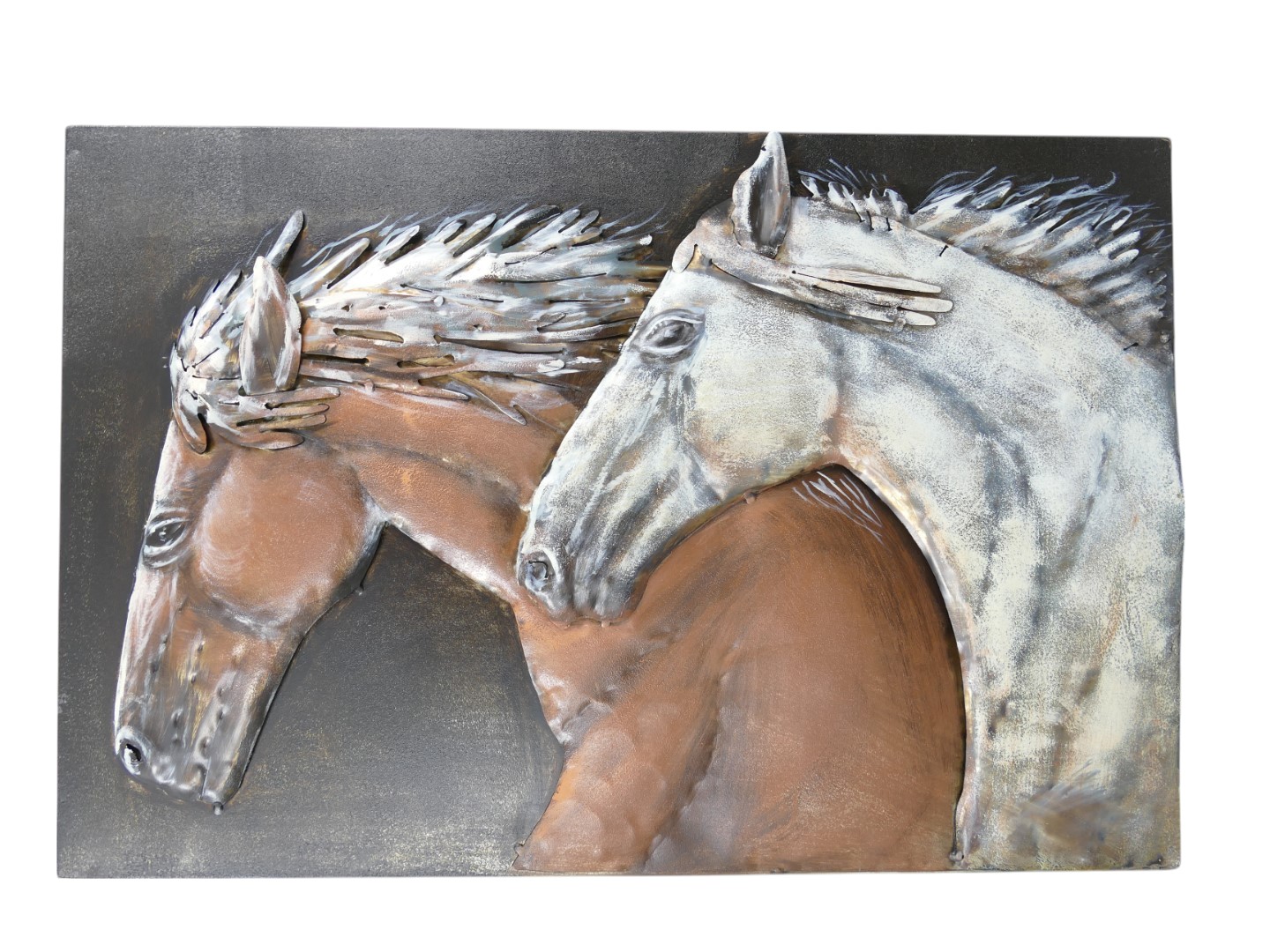 *ANG./JULI (*)Metallbild (3D) Eisen Pferd L.60cm