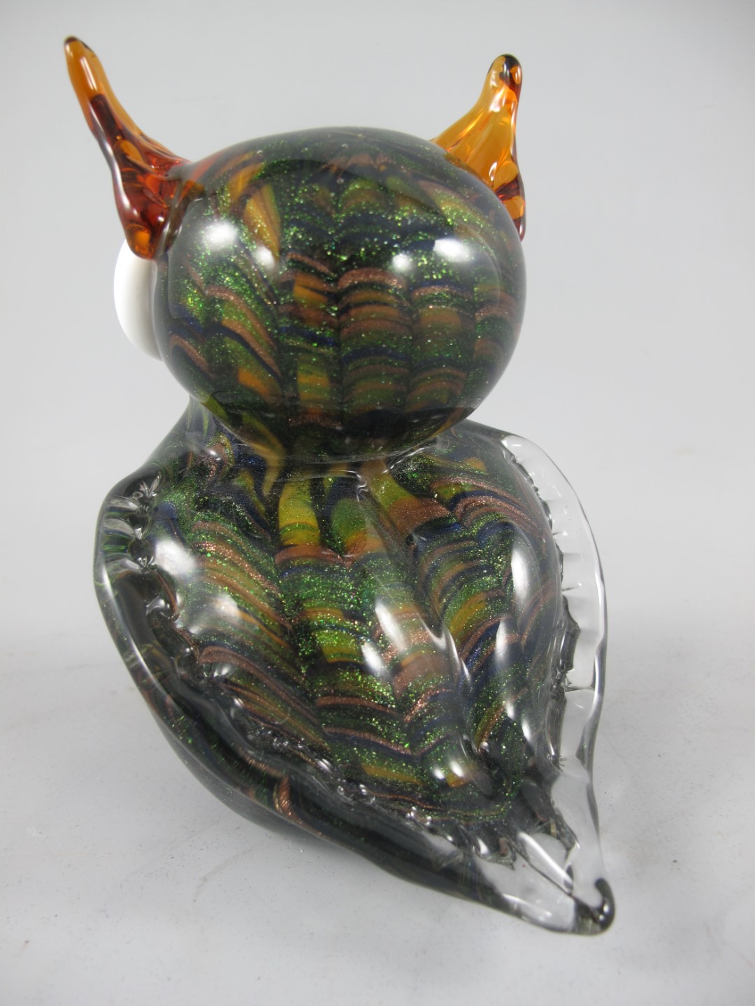 *A? Glasfigur Uhu farbe H.15x11cm