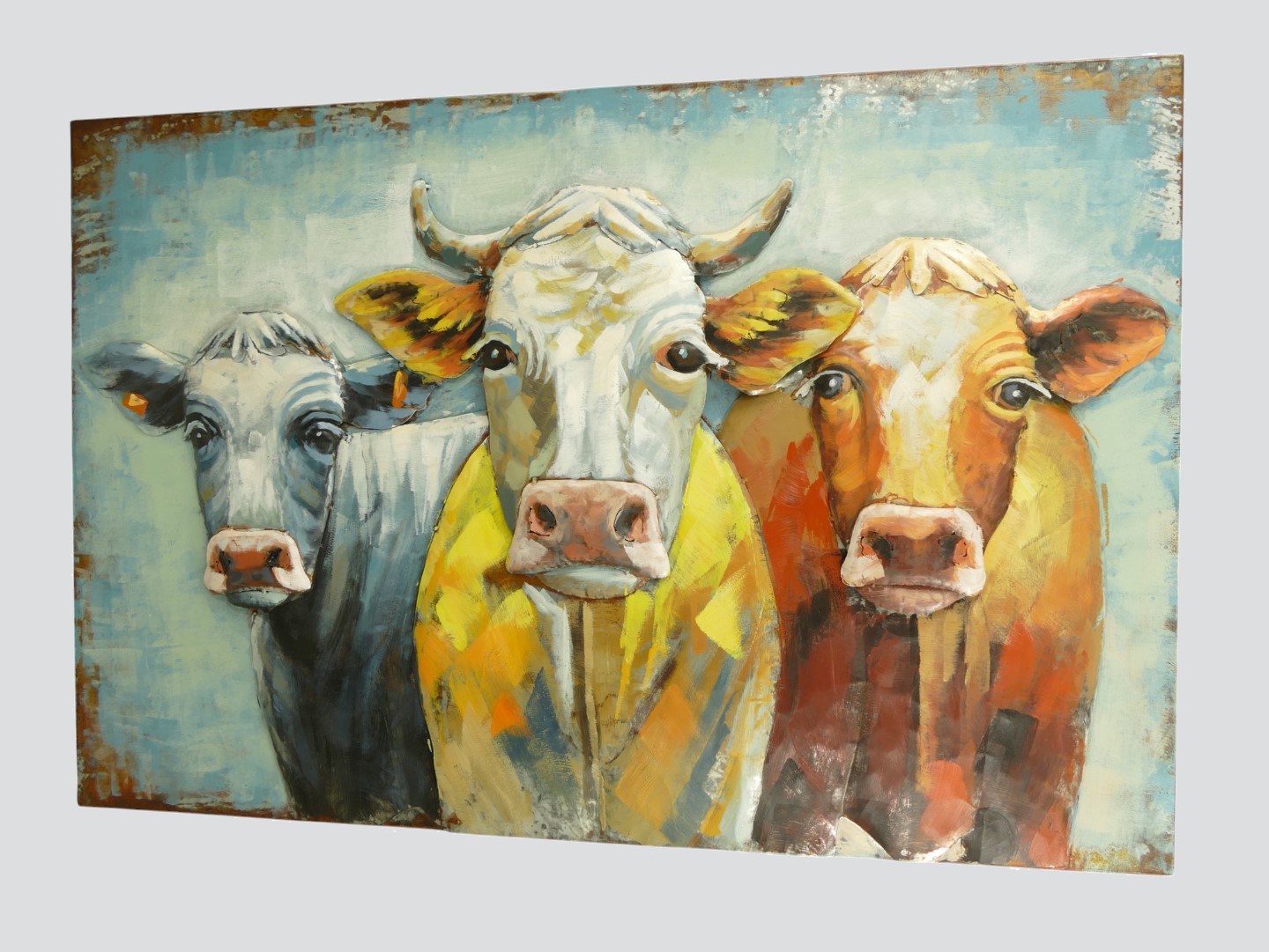 (*) Metallbild (3D) Eisen Kühe L.120x80cm (*) Metallbild (3D) Eisen Kühe L.120x80cm