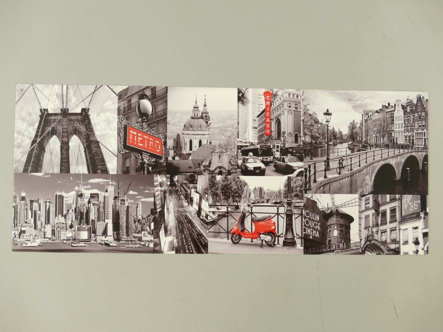 Wandschild Eisen Bilder Städte L.50x20cm Wandschild Eisen Bilder Städte L.50x20cm