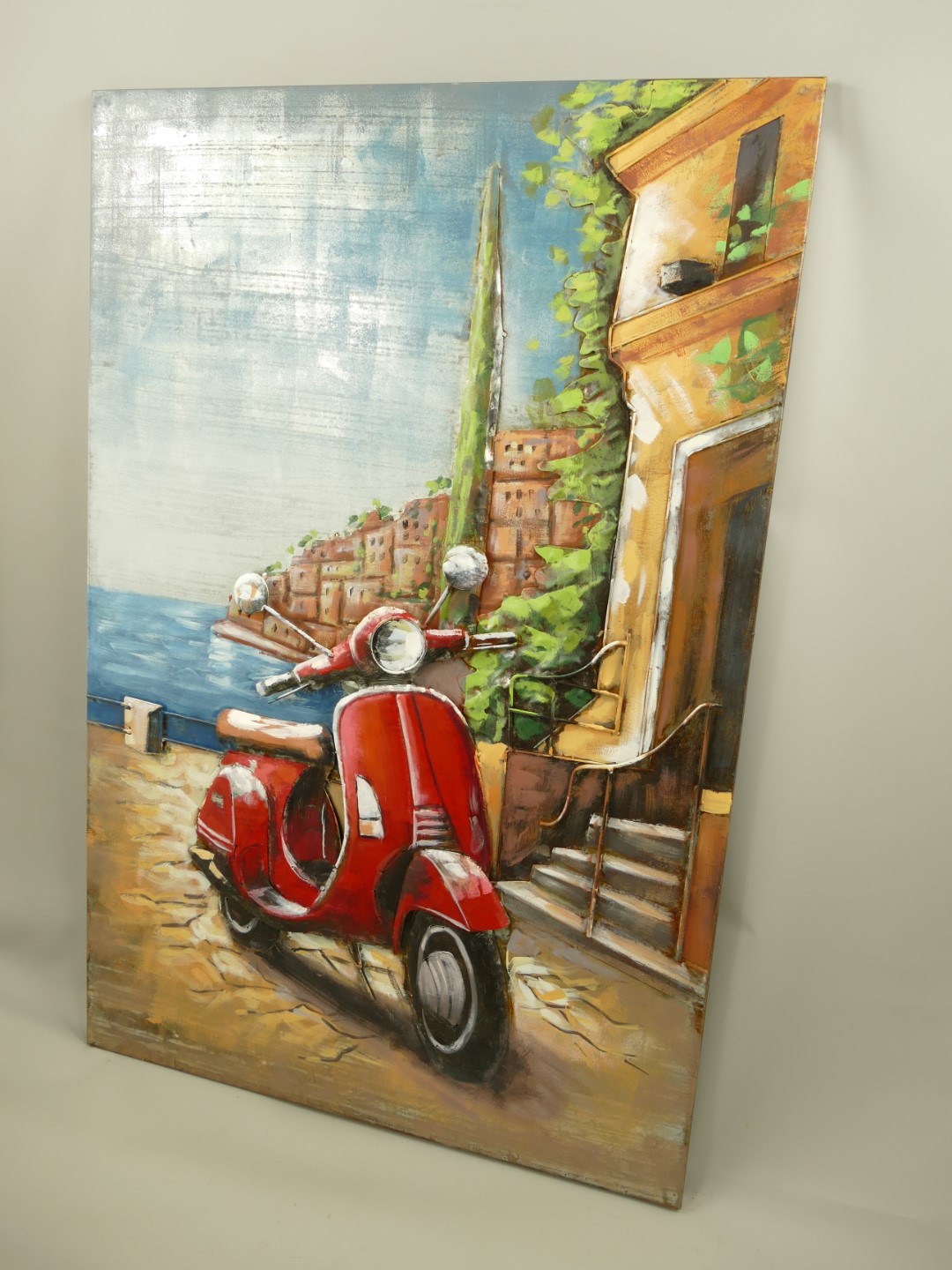 (*) Metallbild (3D) Eisen Scooter H.120x80cm