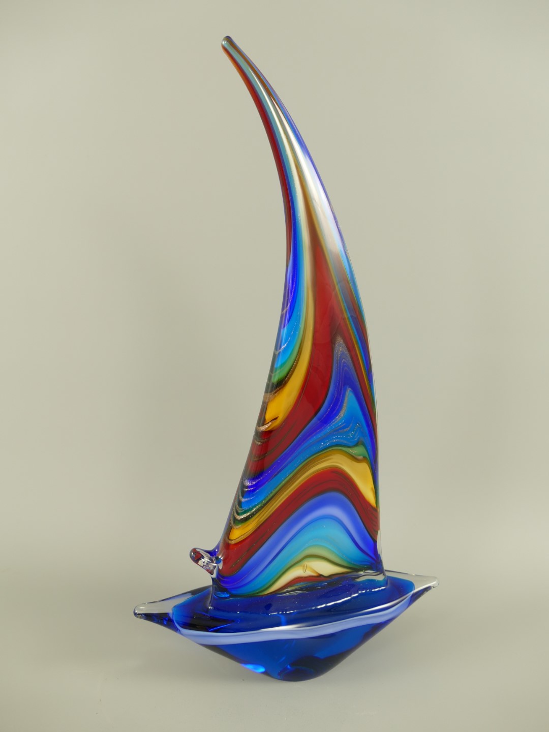 Glasfigur Schiff farbe H.42cm