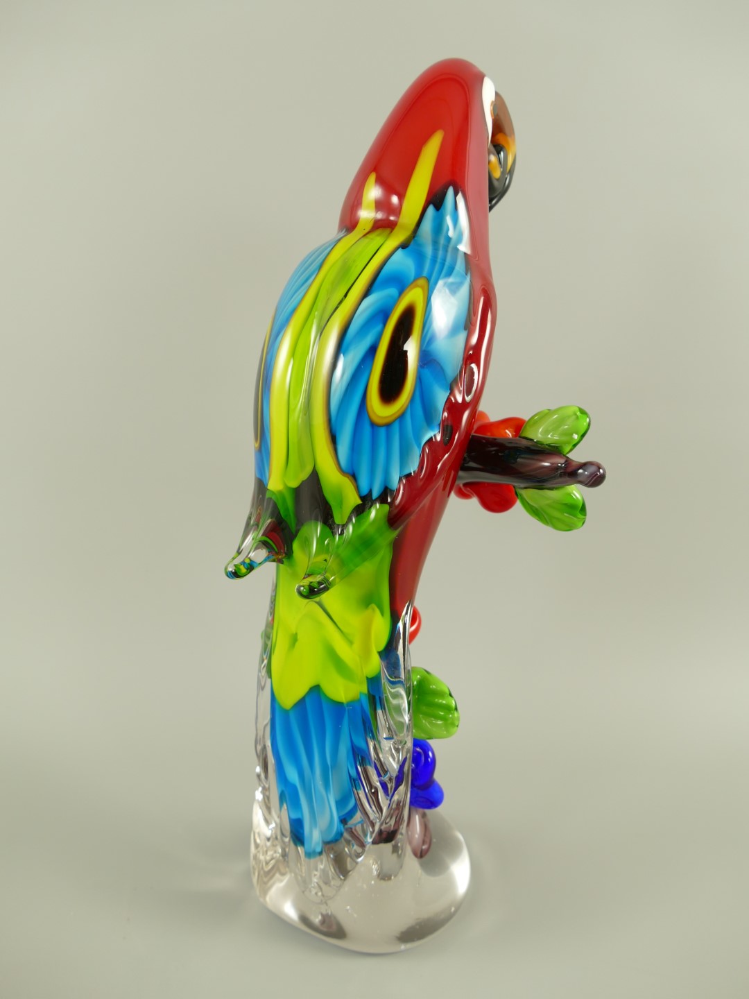 Glasfigur Papagei Murano farbe H.39cm