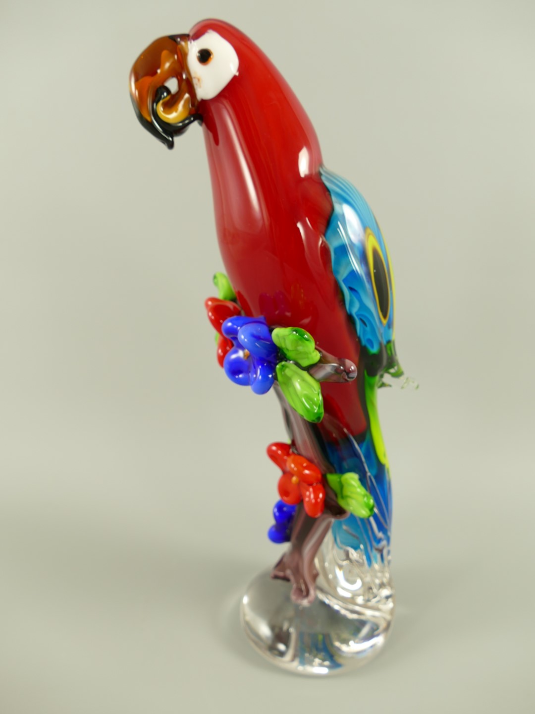 Glasfigur Papagei Murano farbe H.39cm