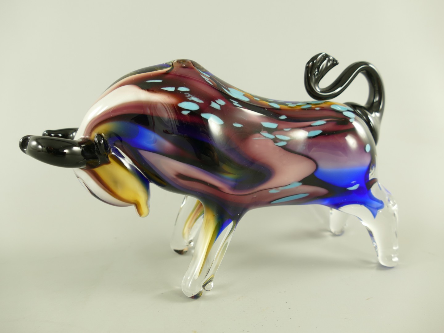 Glasfigur Murano styl Bülle farbe L.20cm