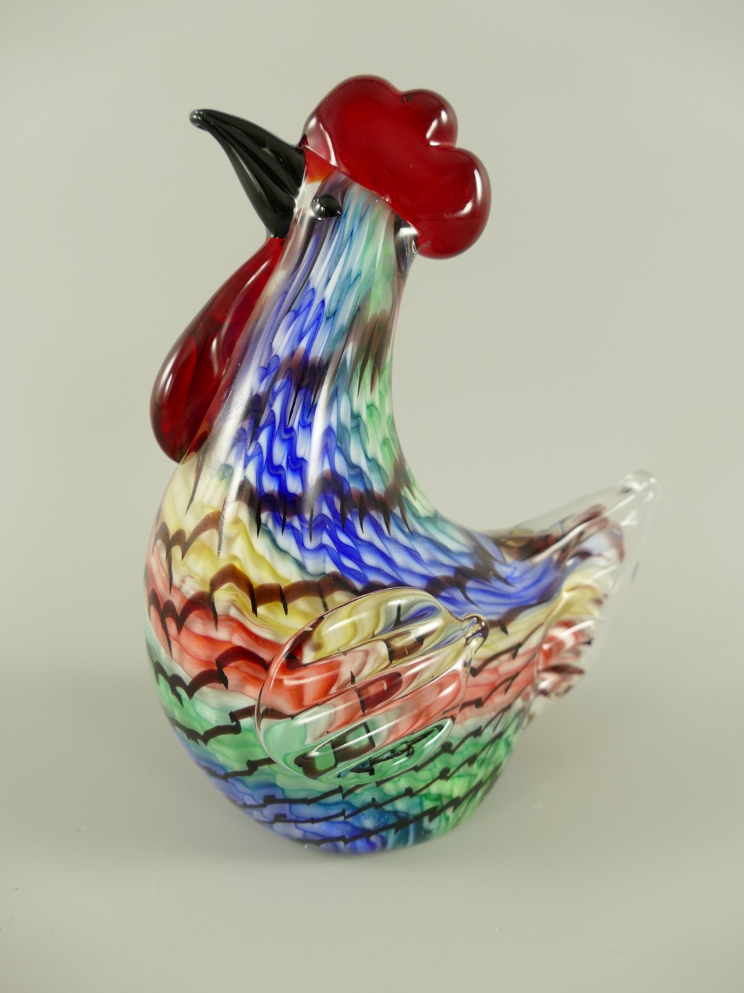 Glasfigur Hahn farbe H.18x15cm