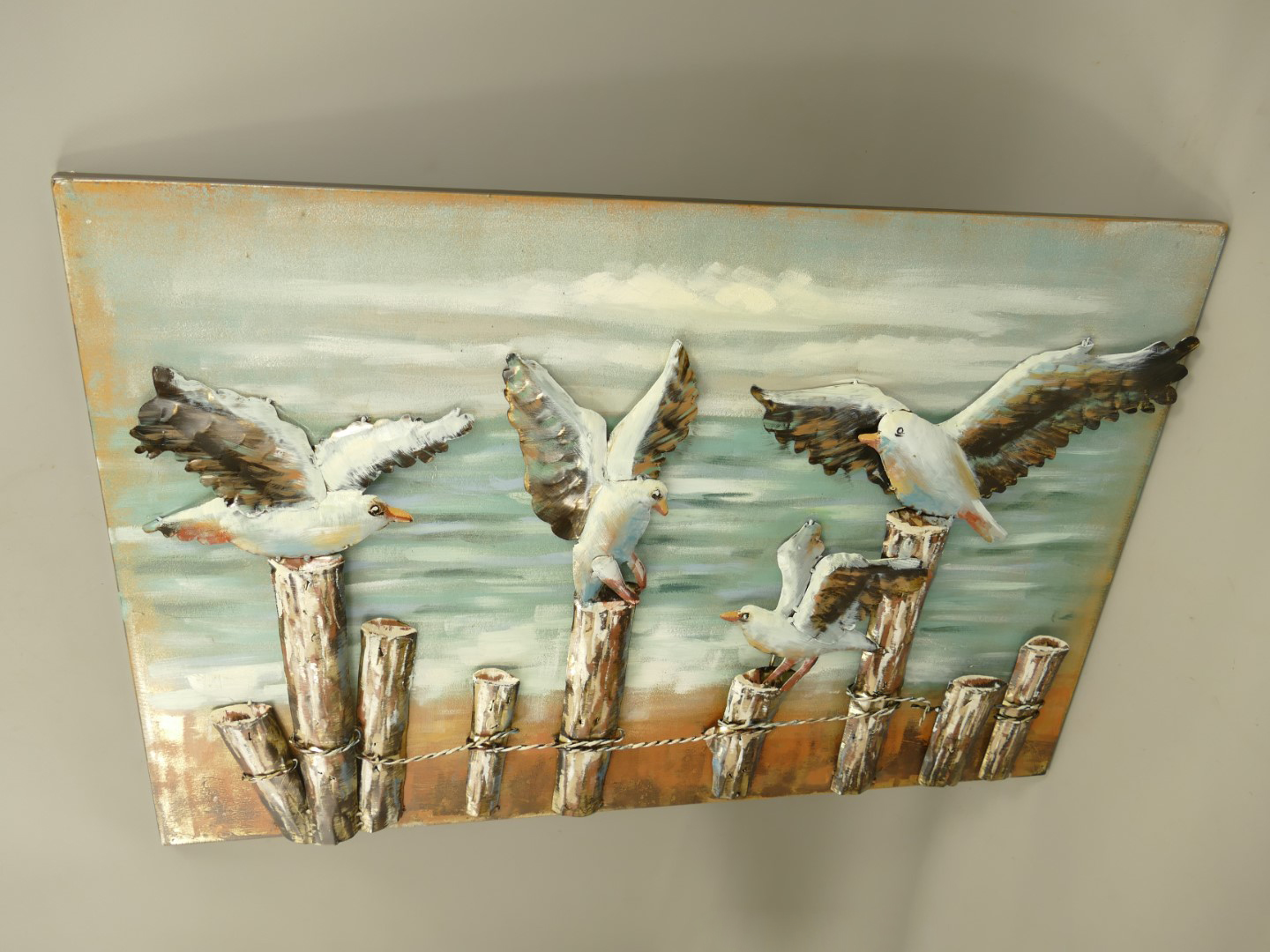 (*) Metallbild (3D) Eisen Möwen L.90x60cm