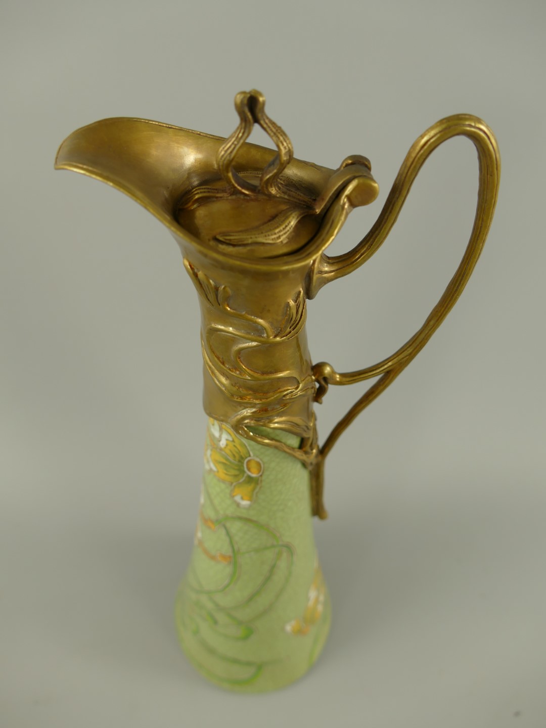 Porzellan/Messing Jugendstill Vase H.40cm