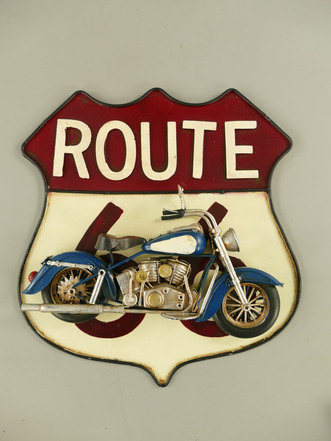 Wandschild Route*66 Motor Eisen H.33x32cm