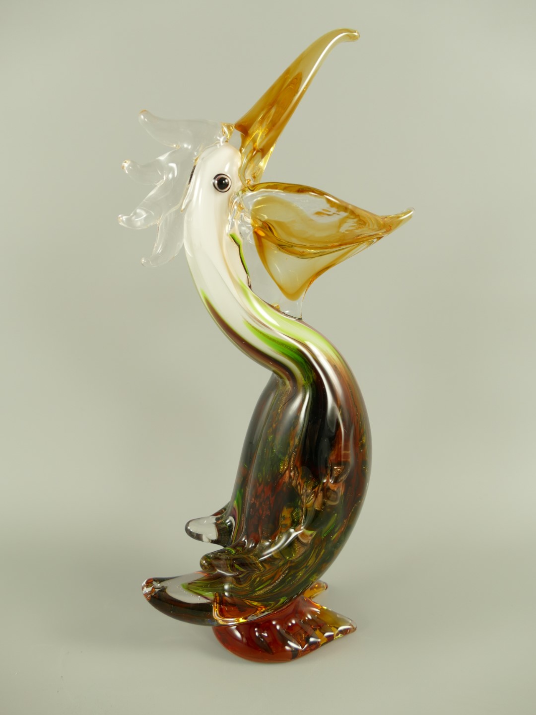 Glasfigur Pelikan farbe H.38cm