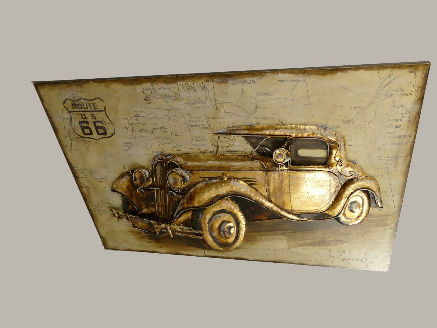 (*)Metallbild (3D) Eisen Auto L.120x80cm